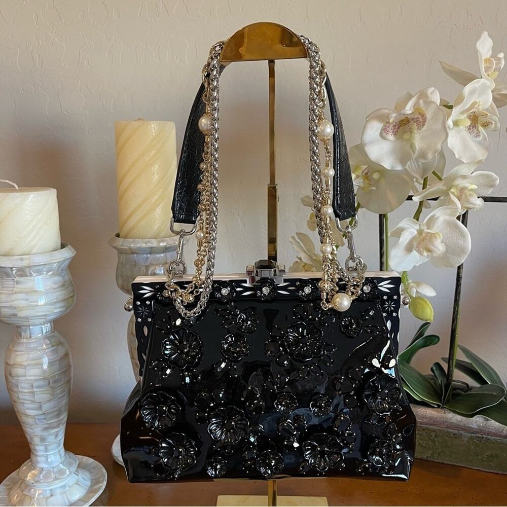 Dolce & Gabbana VANDA Crystal Beaded Bag Black NWOT